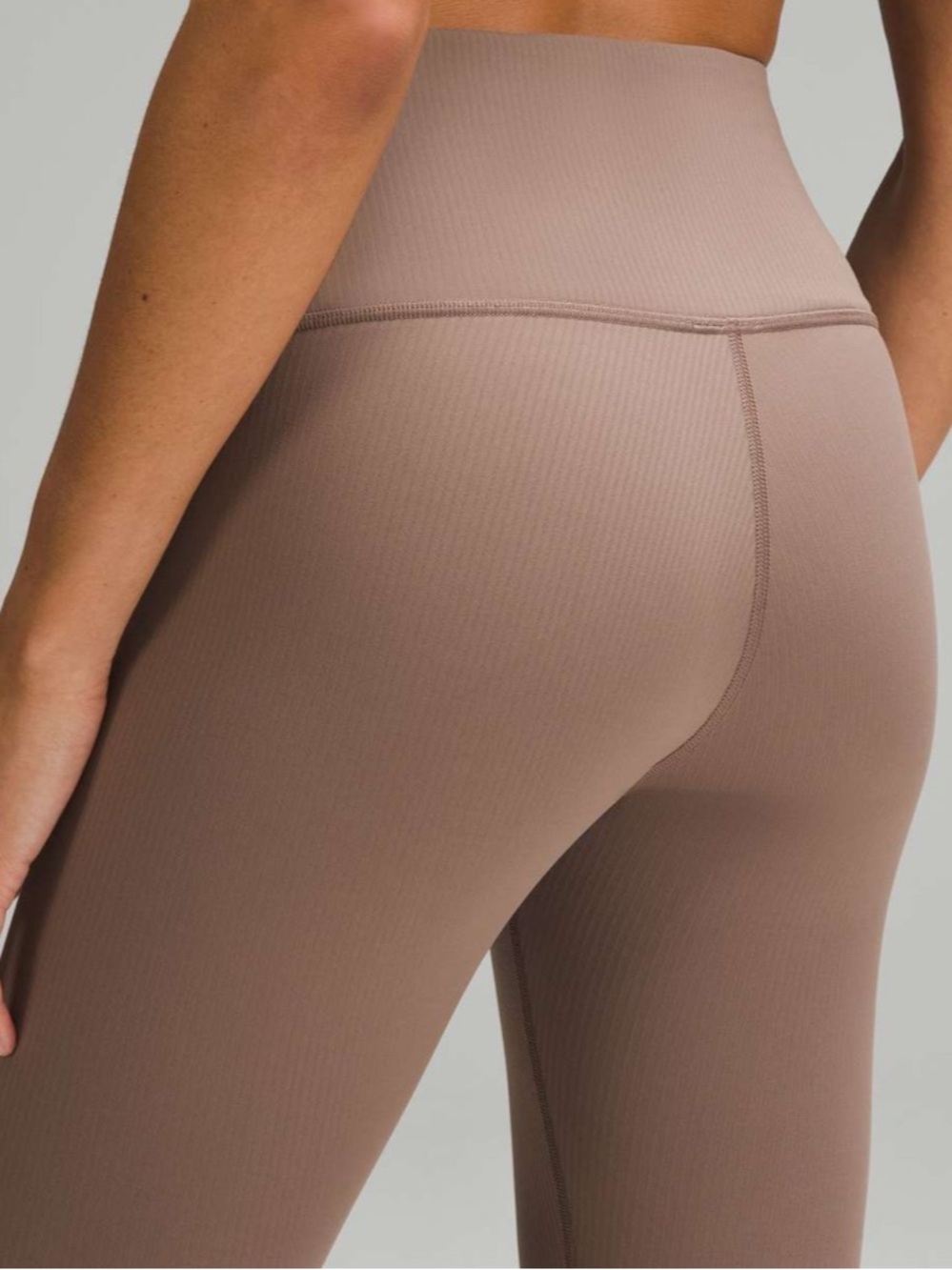 Lululemon Wunder Train High Rise Ribbed Leggings 28" Taupetastic Size 8 - Picture 10 of 11